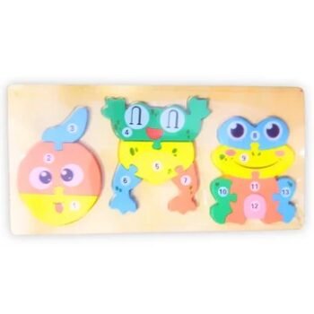 Colorful Frog Wooden Puzzle Set